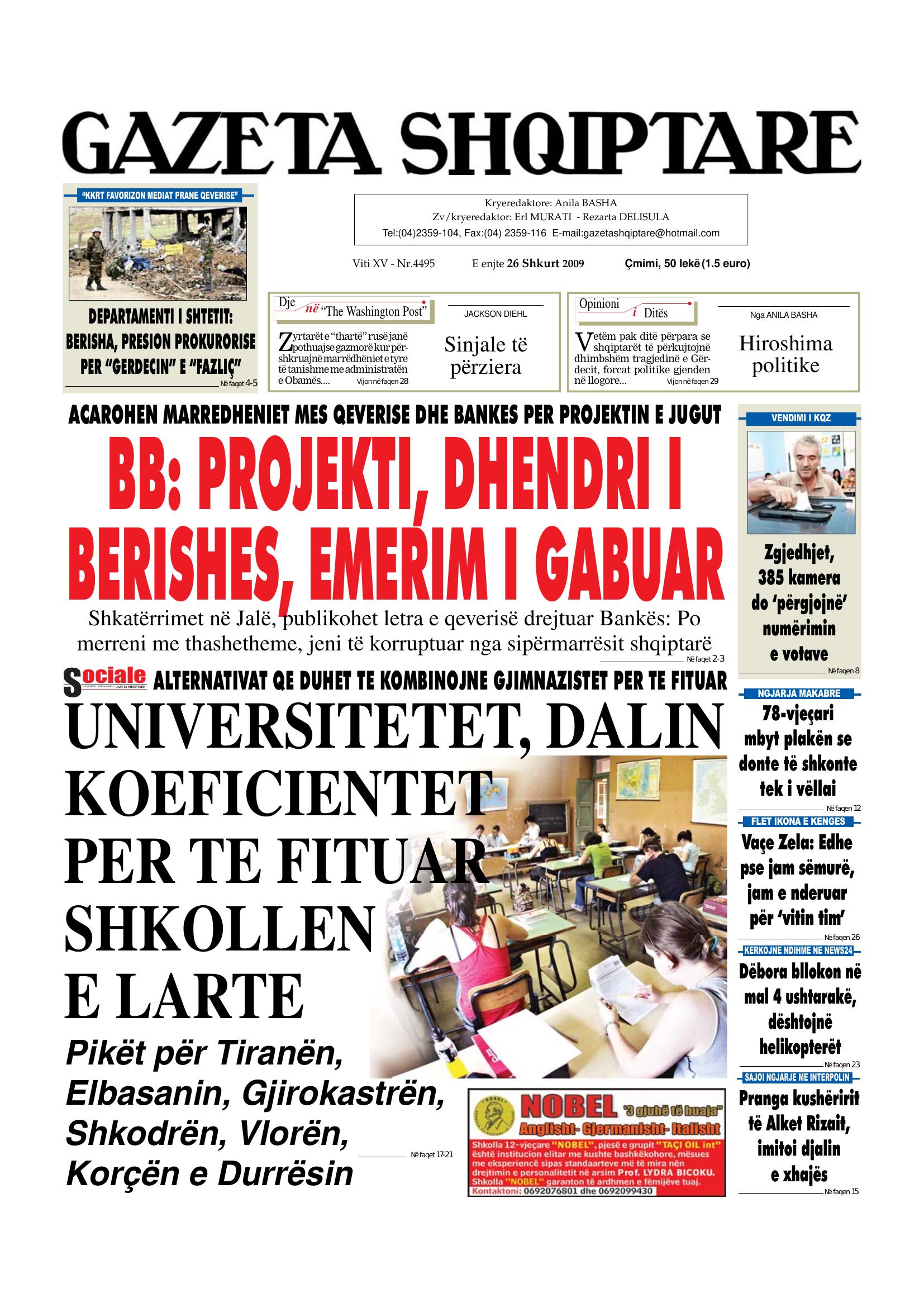 Gazeta Shqiptare 2009-02-26